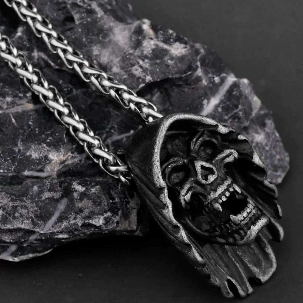 ❤️Stainless Steel Silver Skull Pendant Necklace for Men/Women, GP1231003
